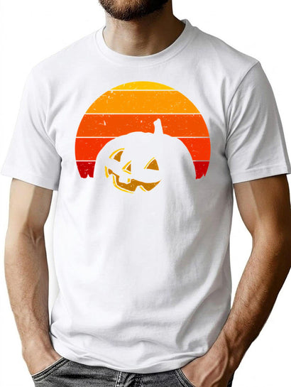 569 Vintage Retro Sunset Halloween Pumpkin I T-Shirt for Men & Women, T-Shirts Graphic Tee - Black