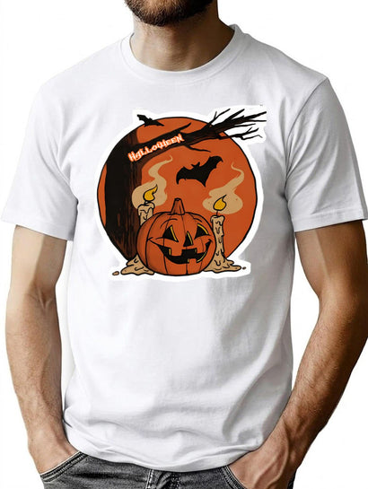 576 Halloween Scary Evil Pumpkin Funny Pumpkin Head T-Shirt for Men & Women, T-Shirts Graphic Tee - Black