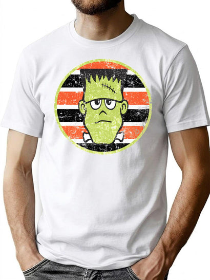 580 Vintage Frankenstein Halloween Retro T-Shirt for Men & Women, T-Shirts Graphic Tee - Black