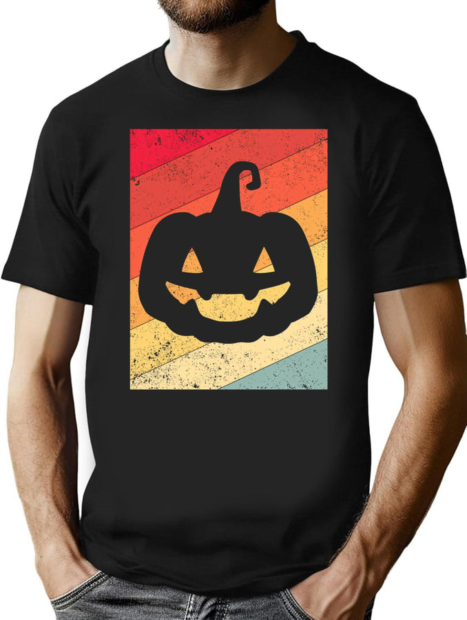 584 Vintage Halloween Pumpkin T-Shirt for Men & Women, T-Shirts Graphic Tee - Black