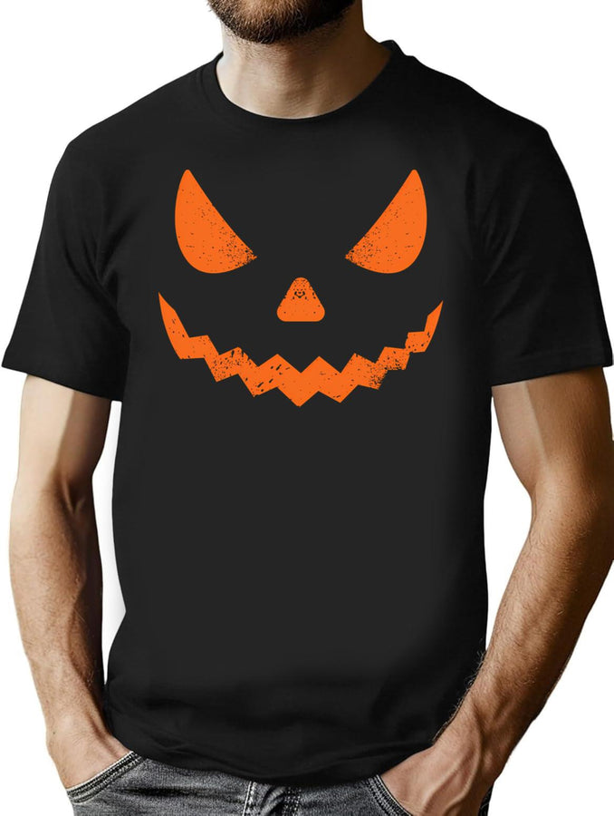 585 Scary Halloween Pumpkin Face T-Shirt for Men & Women, T-Shirts Graphic Tee - Black