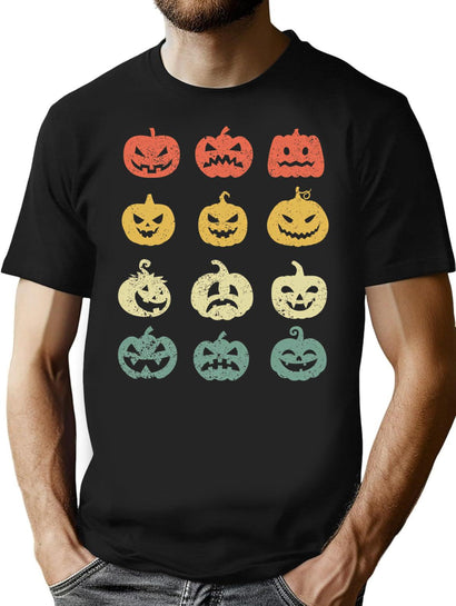 590 Vintage Halloween Pumpkin T-Shirt for Men & Women, T-Shirts Graphic Tee - Black