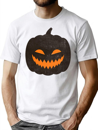 593 Eerie Halloween Jack-O-Lantern Pumpkin Image T-Shirt for Men & Women, T-Shirts Graphic Tee - Black