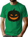 593 Eerie Halloween Jack-O-Lantern Pumpkin Image T-Shirt for Men & Women, T-Shirts Graphic Tee - Green