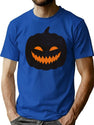 593 Eerie Halloween Jack-O-Lantern Pumpkin Image T-Shirt for Men & Women, T-Shirts Graphic Tee - Blue