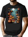 594 Scary Cemetery With Many Halloween Pumpkins T-Shirt for Men & Women, T-Shirts Graphic Tee - Black