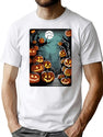 594 Scary Cemetery With Many Halloween Pumpkins T-Shirt for Men & Women, T-Shirts Graphic Tee - White