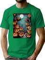 594 Scary Cemetery With Many Halloween Pumpkins T-Shirt for Men & Women, T-Shirts Graphic Tee - Green
