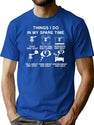 6 Things I Do in My Spare Time Disc Golf Funny Disc Golf Lovers Players Gift for Mens and Womens Premium Heavyweight Cotton T-Shirt - Blue