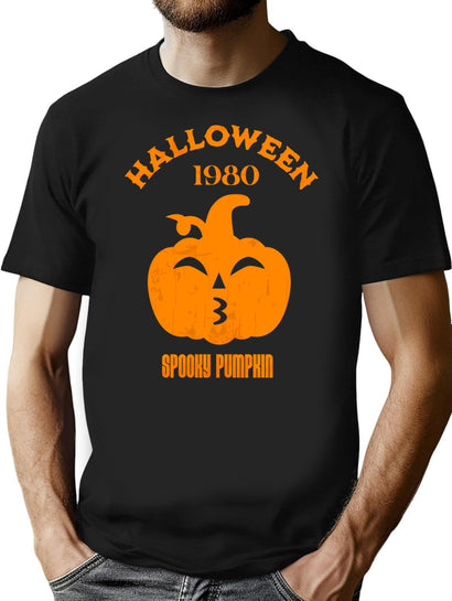 608 Special Halloween 1980 Vintage Pumpkin T-Shirt for Men & Women, T-Shirts Graphic Tee - Black