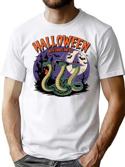 610 Halloween With Snakes And Hat T-Shirt for Men & Women, T-Shirts Graphic Tee - Black
