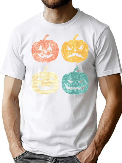 623 Vintage Halloween Pumpkin Costume Pumpkin Face Emotions T-Shirt for Men & Women, T-Shirts Graphic Tee - Black
