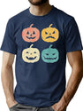 623 Vintage Halloween Pumpkin Costume Pumpkin Face Emotions T-Shirt for Men & Women, T-Shirts Graphic Tee - Navy