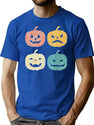623 Vintage Halloween Pumpkin Costume Pumpkin Face Emotions T-Shirt for Men & Women, T-Shirts Graphic Tee - Blue