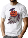 628 Crow And Haunted Pumpkin 05 T-Shirt for Men & Women, T-Shirts Graphic Tee - White