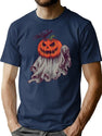 628 Crow And Haunted Pumpkin 05 T-Shirt for Men & Women, T-Shirts Graphic Tee - Navy