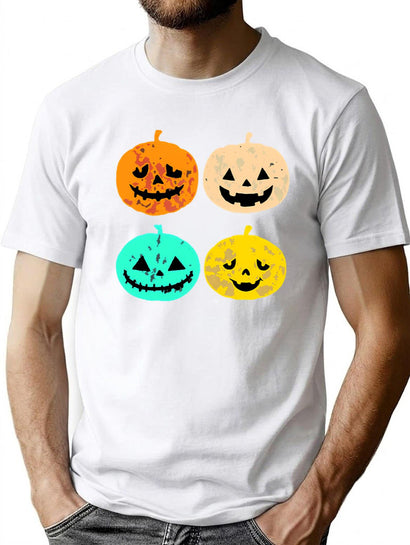 629 Retro Pumpkin T-Shirt Funny Pumpkin Heads Halloween Gift Shirt T-Shirt for Men & Women, T-Shirts Graphic Tee - Black