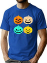 629 Retro Pumpkin T-Shirt Funny Pumpkin Heads Halloween Gift Shirt T-Shirt for Men & Women, T-Shirts Graphic Tee - Blue