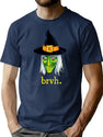 63 Vintage Halloween Witch Having Bruh Moment T-Shirt for Men & Women, T-Shirts Graphic Tee - Navy