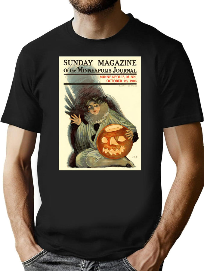 635 Vintage Halloween Magazine Cover T-Shirt for Men & Women, T-Shirts Graphic Tee - Black