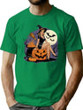639 Pinup Witch On A Pumpkin T-Shirt for Men & Women, T-Shirts Graphic Tee - Green
