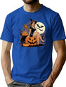 639 Pinup Witch On A Pumpkin T-Shirt for Men & Women, T-Shirts Graphic Tee - Blue