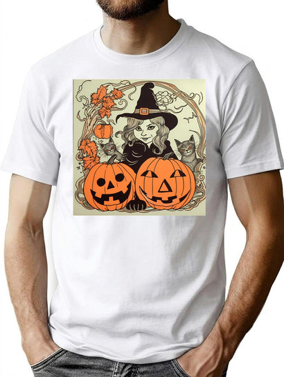 642 Retro Halloween Vintage Style Illustration Gift T-Shirt for Men & Women, T-Shirts Graphic Tee - Black