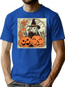 642 Retro Halloween Vintage Style Illustration Gift T-Shirt for Men & Women, T-Shirts Graphic Tee - Blue