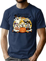 648 Vintage Halloween Ghost Holding Pumpkin Trick Or Treat Cute Retro Cartoon T-Shirt for Men & Women, T-Shirts Graphic Tee - Navy