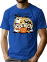 648 Vintage Halloween Ghost Holding Pumpkin Trick Or Treat Cute Retro Cartoon T-Shirt for Men & Women, T-Shirts Graphic Tee - Blue