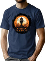 649 Vintage Pumpkin Scene Halloween T-Shirt for Men & Women, T-Shirts Graphic Tee - Navy