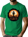 649 Vintage Pumpkin Scene Halloween T-Shirt for Men & Women, T-Shirts Graphic Tee - Green