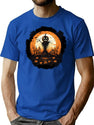 649 Vintage Pumpkin Scene Halloween T-Shirt for Men & Women, T-Shirts Graphic Tee - Blue