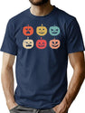65 Vintage Halloween Pumpkin Faces Retro T-Shirt for Men & Women, T-Shirts Graphic Tee - Navy