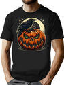 668 Vintage Pumpkin Scene Halloween T-Shirt for Men & Women, T-Shirts Graphic Tee - Black