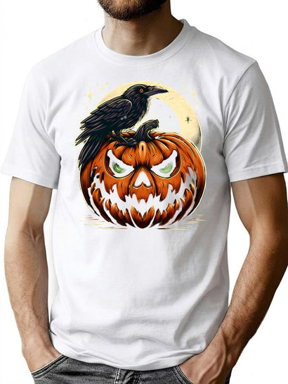 668 Vintage Pumpkin Scene Halloween T-Shirt for Men & Women, T-Shirts Graphic Tee - Black