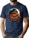 668 Vintage Pumpkin Scene Halloween T-Shirt for Men & Women, T-Shirts Graphic Tee - Navy
