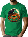 668 Vintage Pumpkin Scene Halloween T-Shirt for Men & Women, T-Shirts Graphic Tee - Green