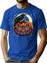 668 Vintage Pumpkin Scene Halloween T-Shirt for Men & Women, T-Shirts Graphic Tee - Blue