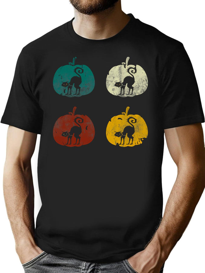 678 Retro Vintage Halloween Scary Black T-Shirt for Men & Women, T-Shirts Graphic Tee - Black