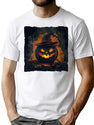 679 Spooky Jack-O'-Lantern With Witch Hat - Halloween Art T-Shirt for Men & Women, T-Shirts Graphic Tee - White