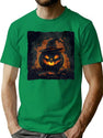 679 Spooky Jack-O'-Lantern With Witch Hat - Halloween Art T-Shirt for Men & Women, T-Shirts Graphic Tee - Green
