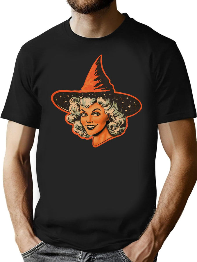684 Vintage Halloween Witch T-Shirt for Men & Women, T-Shirts Graphic Tee - Black