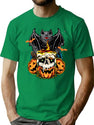 685 Halloween Scary Pumpkin Face Costume Bat T-Shirt for Men & Women, T-Shirts Graphic Tee - Green