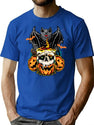685 Halloween Scary Pumpkin Face Costume Bat T-Shirt for Men & Women, T-Shirts Graphic Tee - Blue