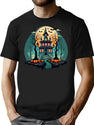 692 Creative Vintage Pumpkin Scene Halloween T-Shirt for Men & Women, T-Shirts Graphic Tee - Black