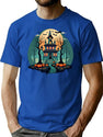 692 Creative Vintage Pumpkin Scene Halloween T-Shirt for Men & Women, T-Shirts Graphic Tee - Blue