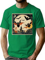 694 Vintage Halloween Bats T-Shirt for Men & Women, T-Shirts Graphic Tee - Green