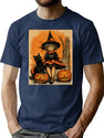 699 Cute Vintage Witch Print T-Shirt for Men & Women, T-Shirts Graphic Tee - Navy