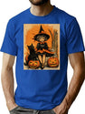 699 Cute Vintage Witch Print T-Shirt for Men & Women, T-Shirts Graphic Tee - Blue